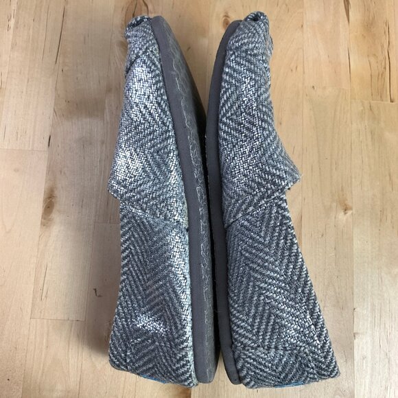 TOMS Metallic Silver Herringbone Womens Classics - Size 8 - Picture 3 of 6